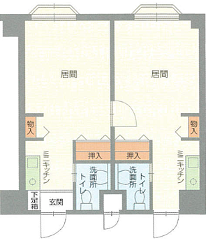 夫婦居室タイプ5部屋8~9畳が合わさった部屋