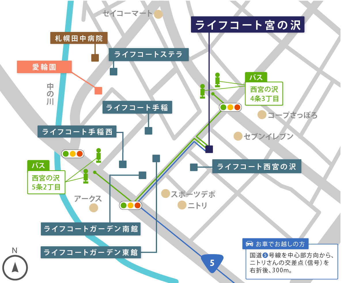 ライフコート宮の沢の周辺地図