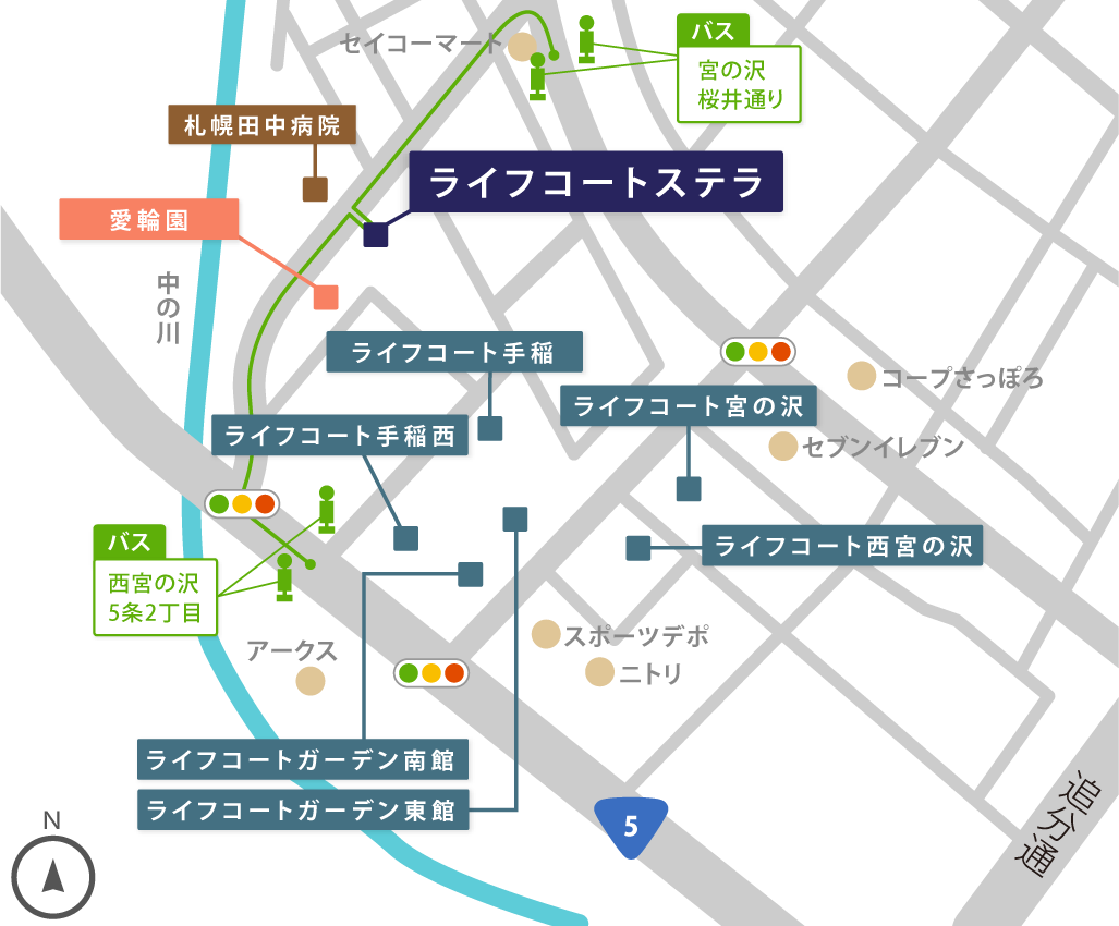 ライフコートステラの周辺地図