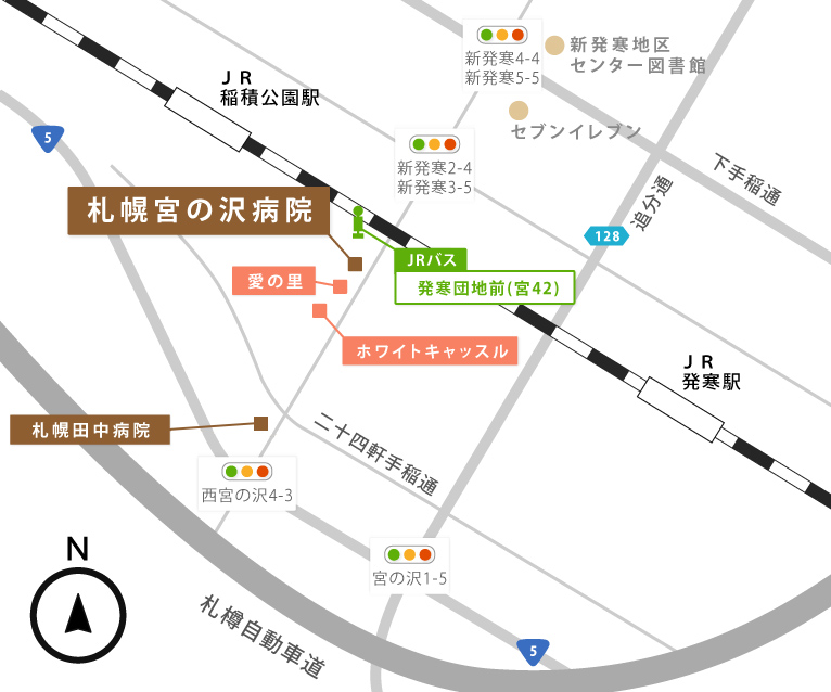 札幌宮の沢病院の周辺地図